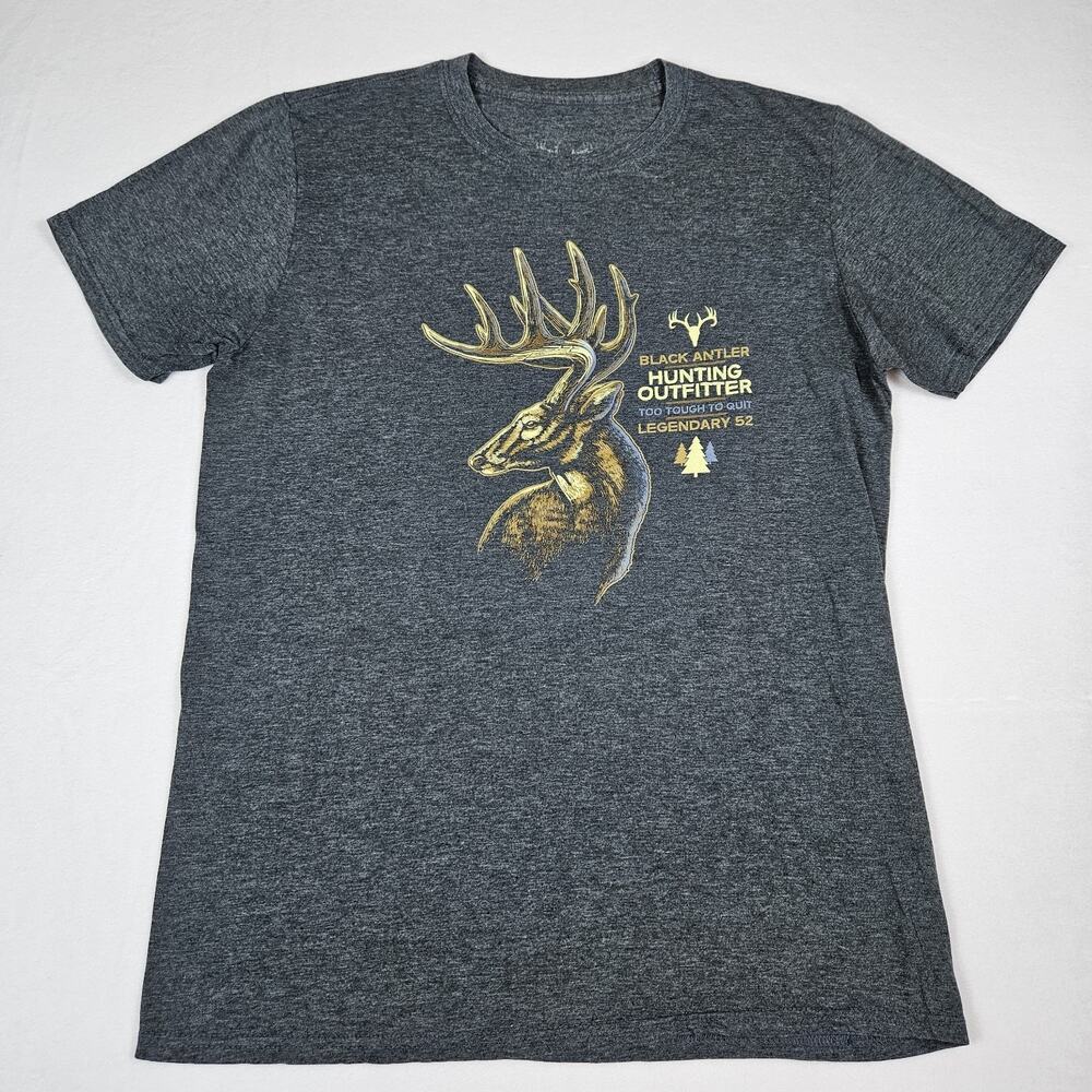 Black Antler Hunting T-Shirt Too Tough To Quit Gray Legendary 52 Outdoor Mens M